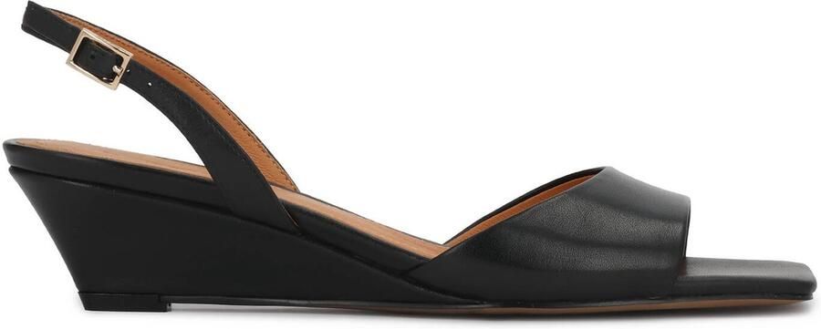 Kazar Black platform sandals with square toe