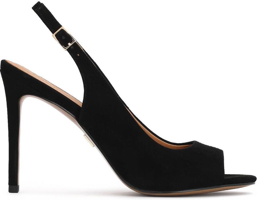 Kazar Black pumps with open heel and peep toe nose