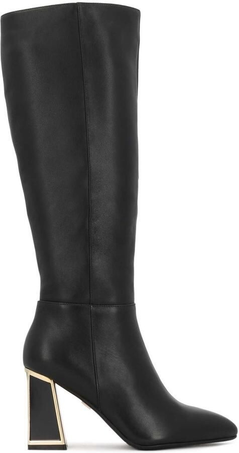 Kazar Black stiletto boots with gold inserts