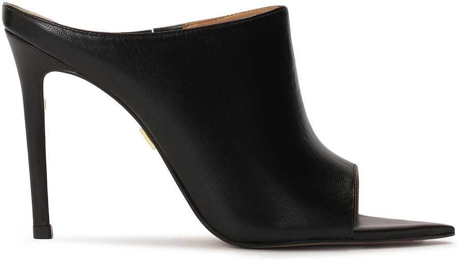 Kazar Black stiletto mules with a pointed nose