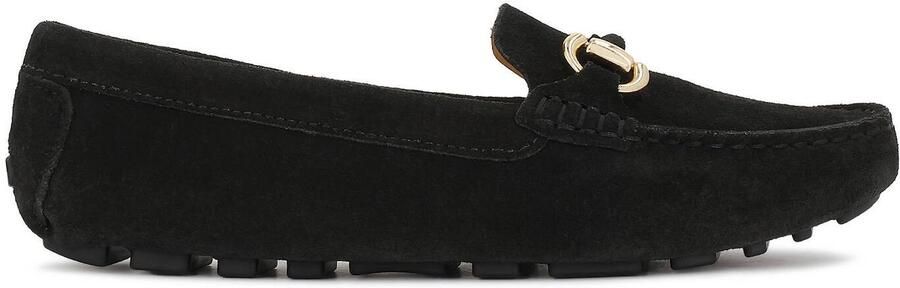 Kazar Black suede moccasins with clutch