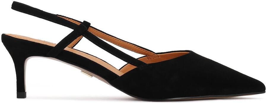 Kazar Zwarte suède pumps met open hiel