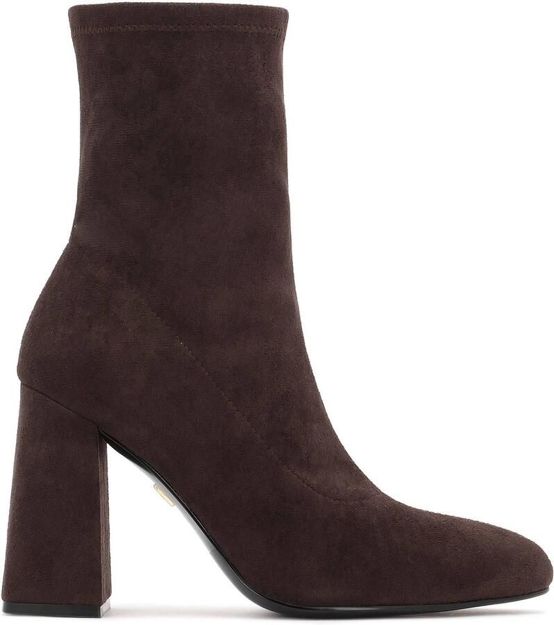 Kazar Brown fabric heeled boots