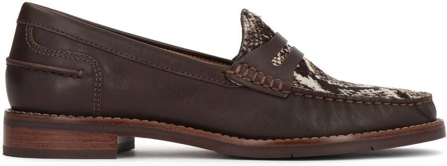 Kazar Brown flat shoes with patterned insert