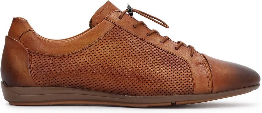 Kazar Brown leather casual shoes with perforated upper