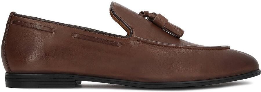 Kazar bruine leren loafers met haakjes en nautische veters