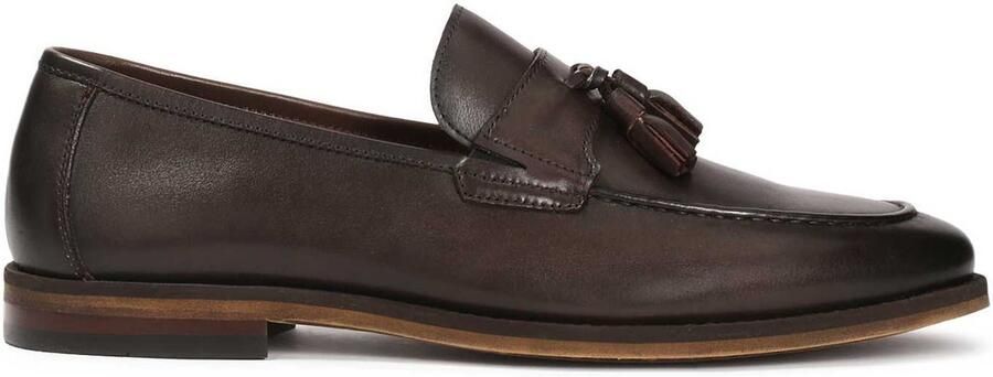 Kazar Brown leather loafers with tassels