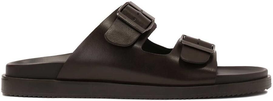 Kazar Bruin leren teenslippers