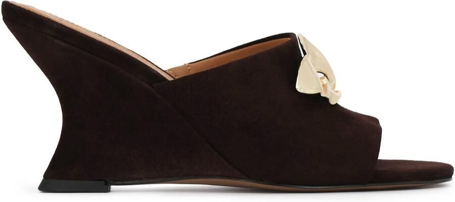 Kazar Brown mules with jewelry embellishment