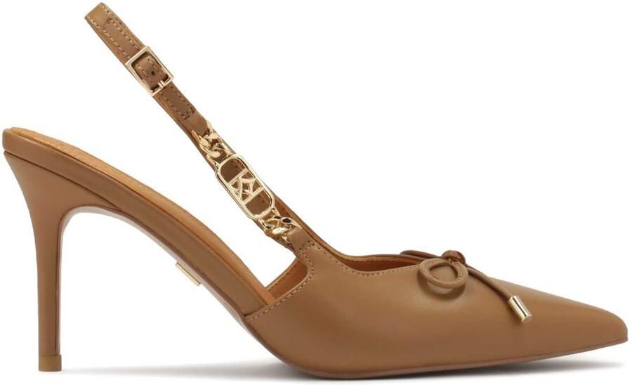 Kazar Bruine pumps met strik en metalen versiering Basilia