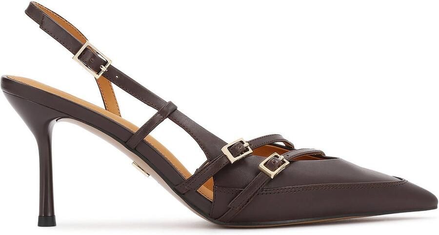Kazar Brown slingback pumps with straps