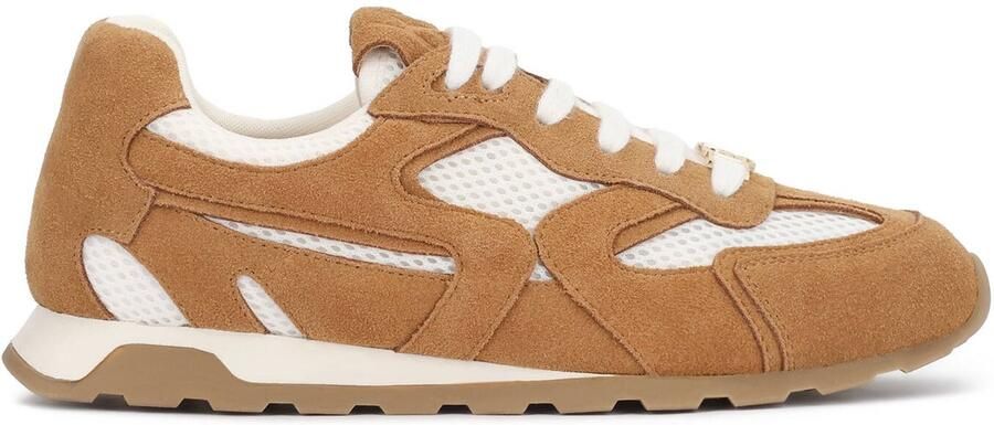 Kazar Brown sneakers in suede and white fabric with monogrammed laces