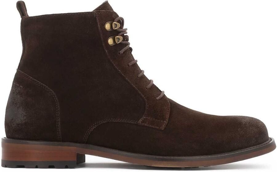 Kazar Brown suede boots with metal grommets