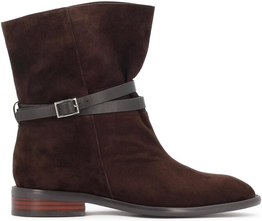 Kazar Brown suede boots with slip-on upper