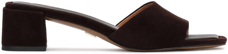 Kazar Brown suede mules with a wide heel