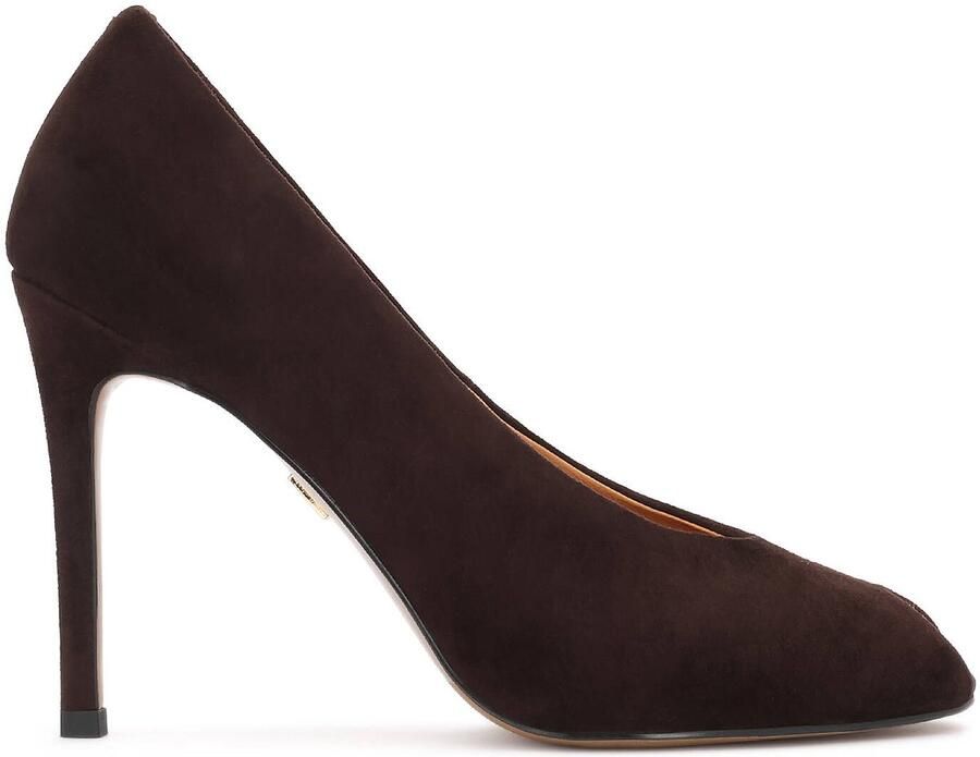 Kazar Brown suede peep toe pumps