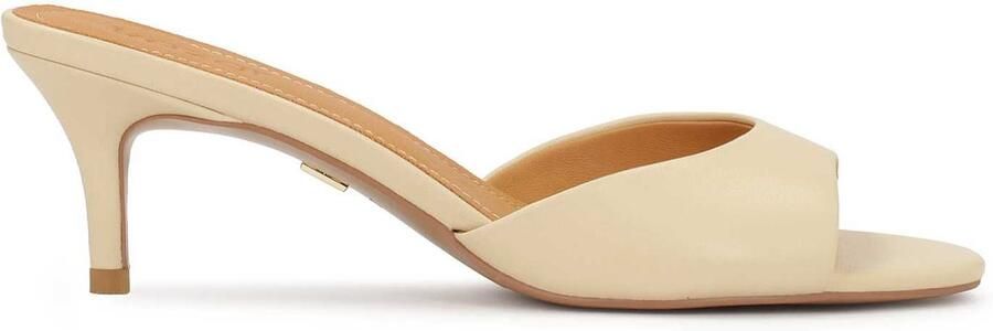 Kazar Cream mules on a low stiletto heel