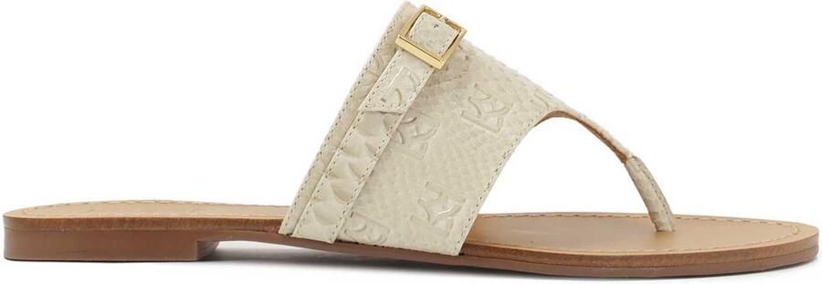 Kazar Embossed leather flat flip flops