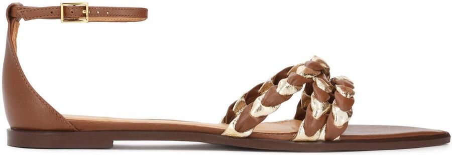 Kazar Flat brown and gold pointed toe sandals