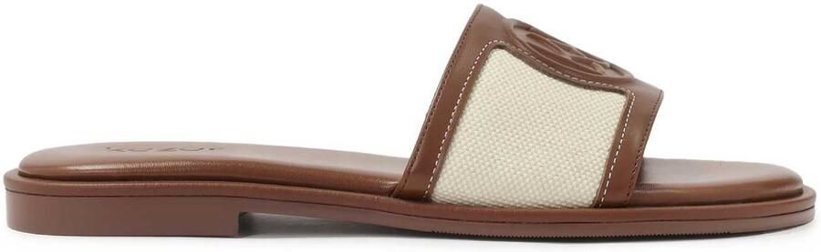 Kazar Flat slides in leather and fabric - Foto 1