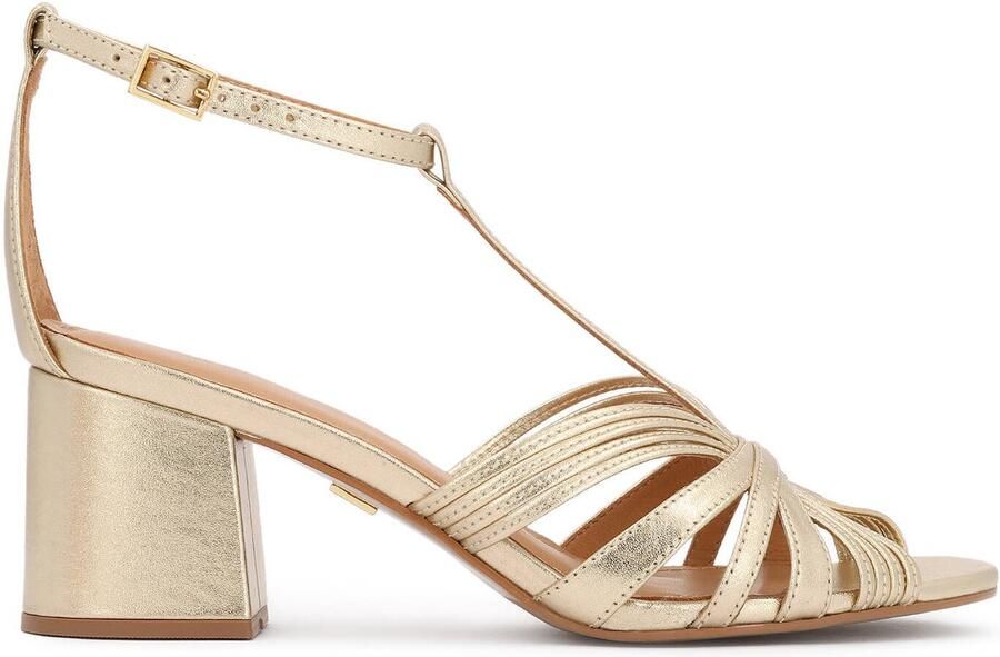 Kazar Gold leather sandals with a wide heel