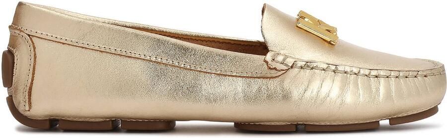 Kazar Gold monogrammed leather moccasins
