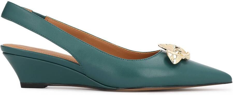 Kazar Green pumps with gold embellishment