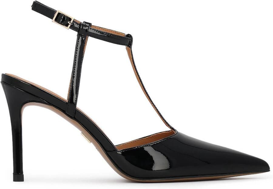 Kazar Lacquered black pumps with strap around the ankle
