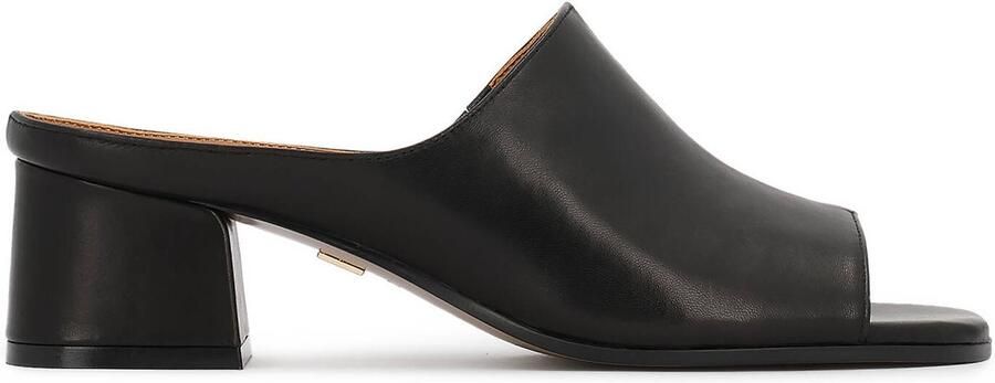 Kazar Leather black mules with a wide heel