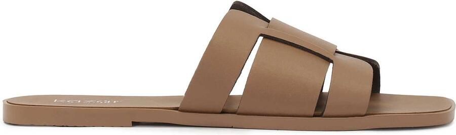 Kazar Leather slides in taupe color