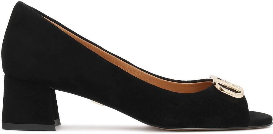 Kazar Low suede peep toe pumps