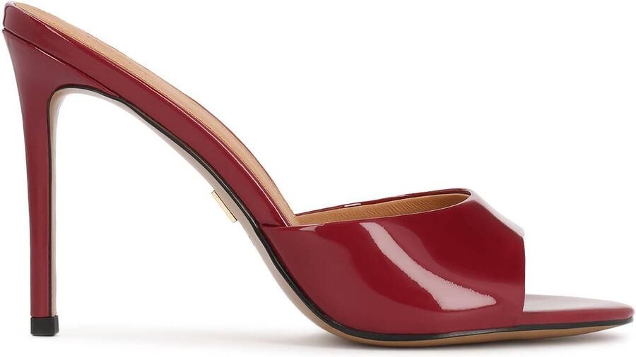 Kazar Bordeau lakleren teenslippers op een hoge stilettohak