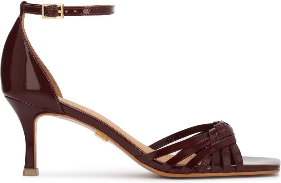 Kazar Maroon patent leather sandals with braided straps