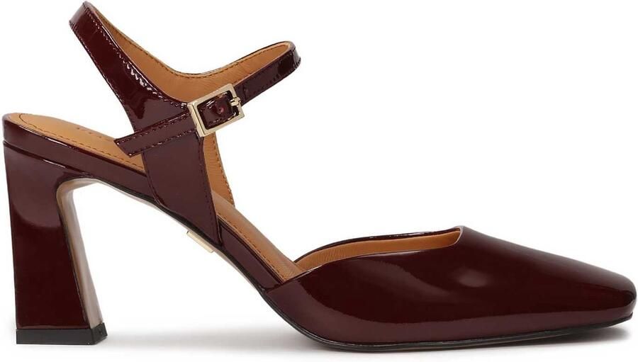 Kazar Maroon patent leather semi-open-toe pumps