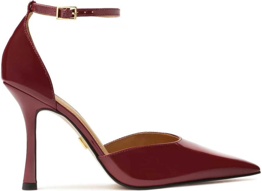 Kazar Maroon halfopen pumps van lakleer met open neus