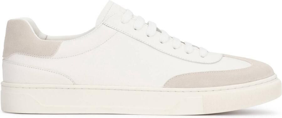 Kazar Men's white leather sneakers with grey suede accents
