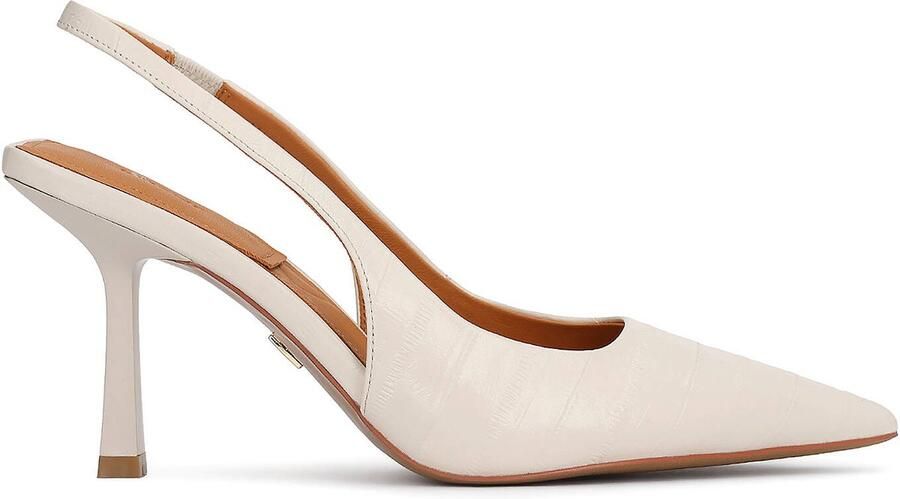 Kazar Natural leather slingback pumps in a shade of broken white