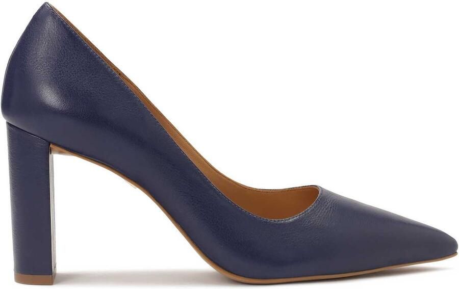 Kazar Navy blue pumps on a post with pointed toe noses