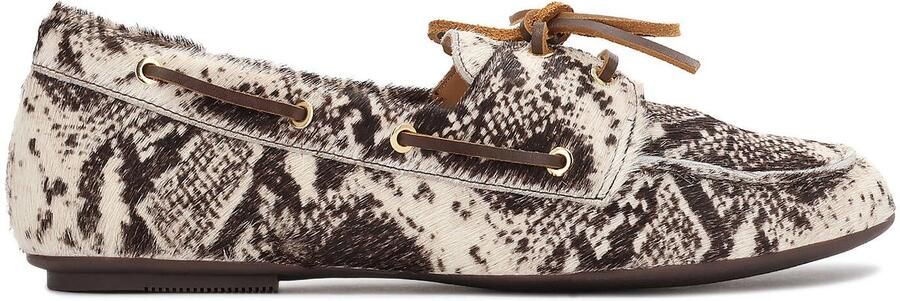 Kazar Patterned moccasins tied with a thong