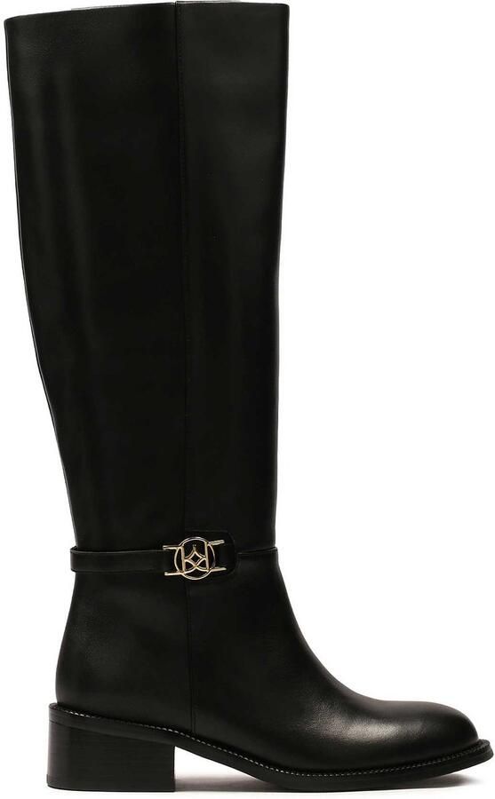 Kazar Eenvoudige leren laarzen met een metalen monogram