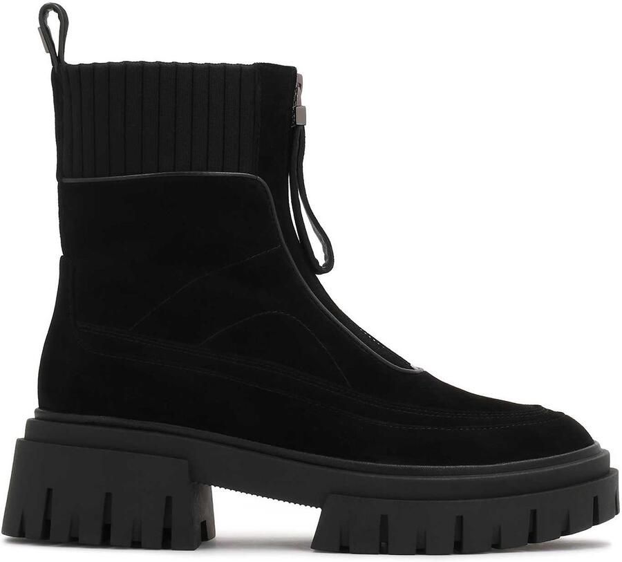 Kazar Suede boots with a zipper on the front of the upper