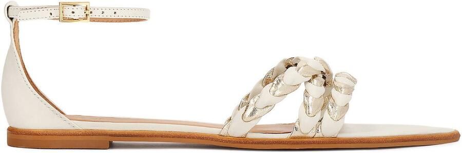 Kazar White flat sandals with strap around the ankle