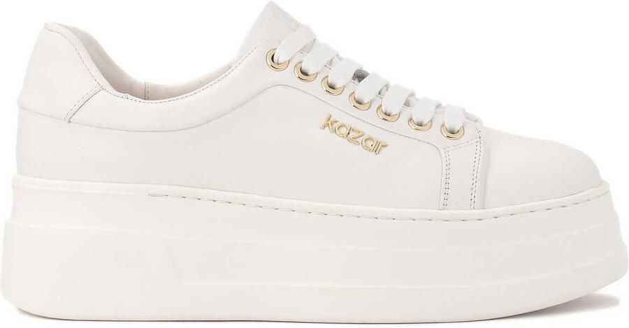 Kazar White leather sneakers on a thick sole