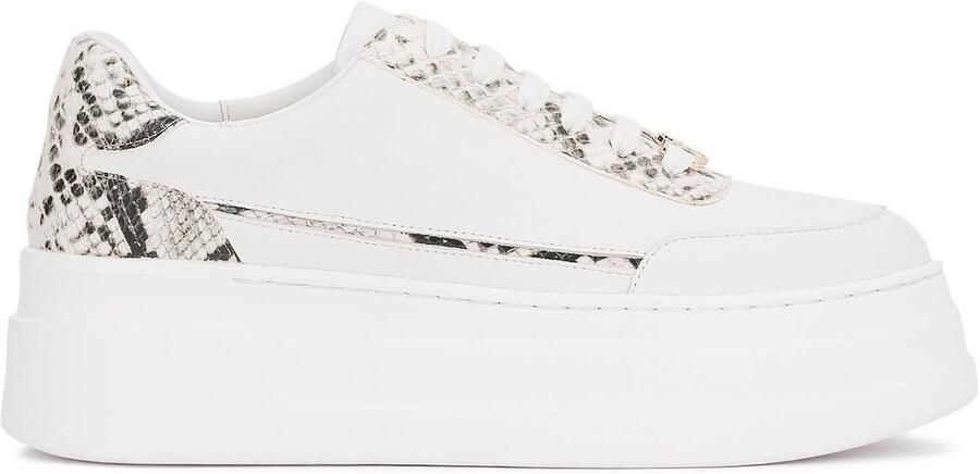 Kazar White leather sneakers with snakeskin motif