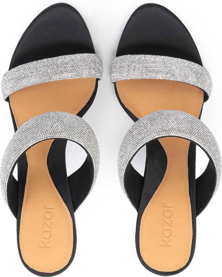 Kazar Zwarte textielen muiltjes met glanzende bandjes - Foto 2