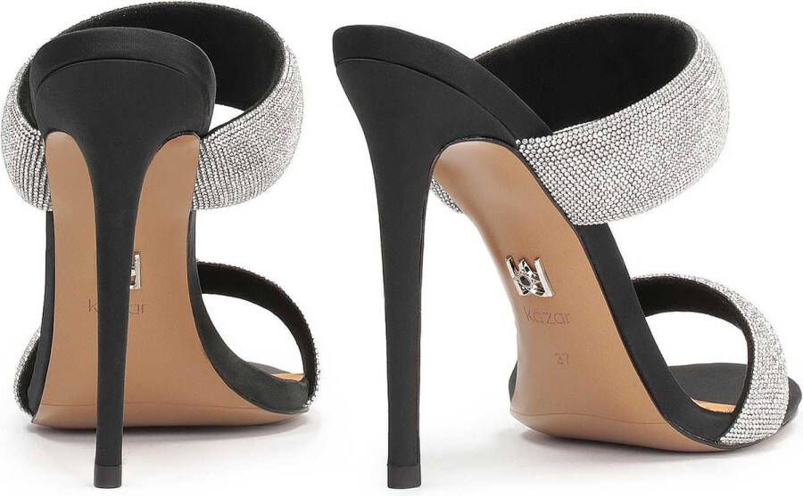 Kazar Zwarte textielen muiltjes met glanzende bandjes - Foto 5