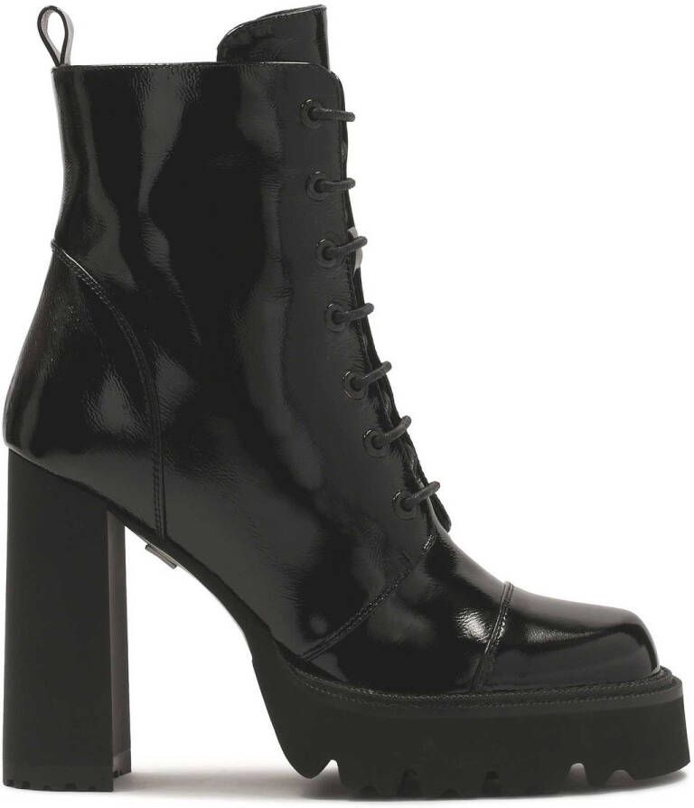 Kazar Lacquered boots with high heel and track sole