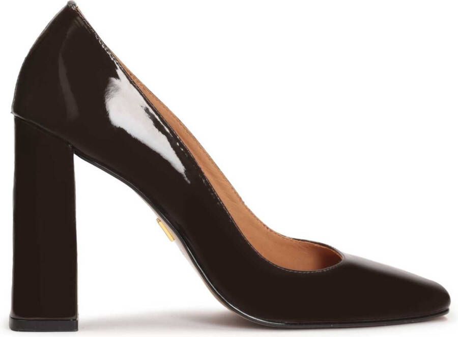 Kazar Lacquered brown square toe pump