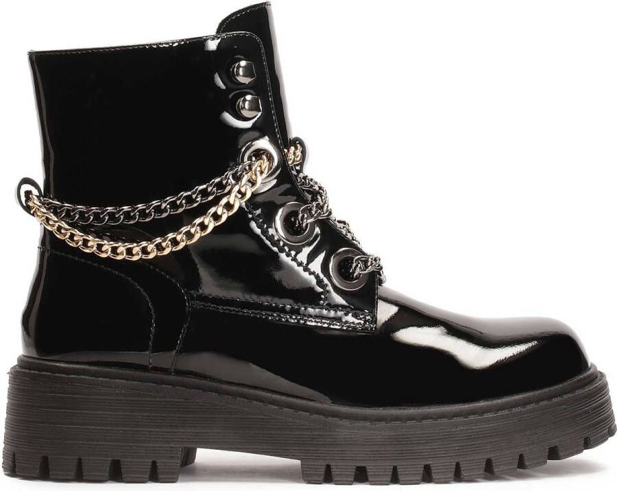 Kazar Lacquered chained boots