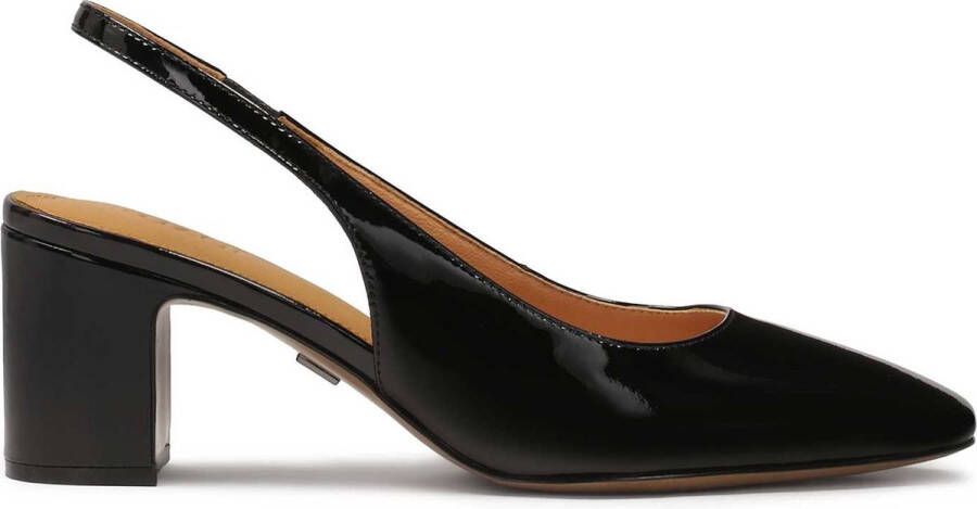 Kazar Lacquered post pumps with exposed heels